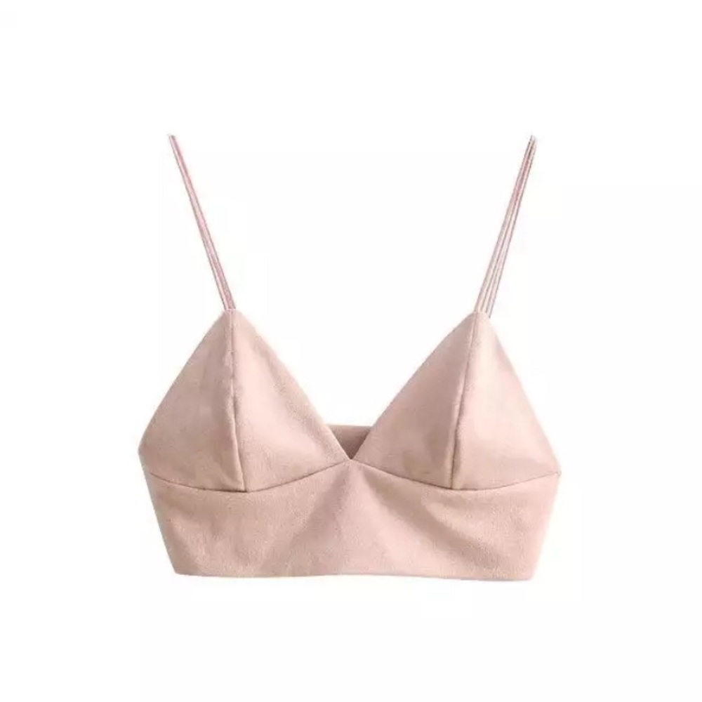 Suede double spaghetti strap crop top - Picture 6 of 8